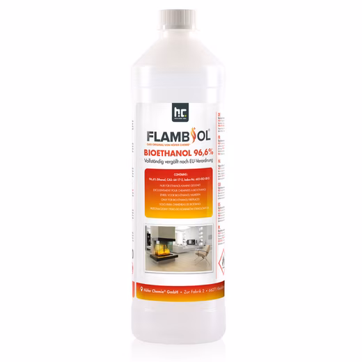 Bioethanol 1 L FLAMBIOL® Bioethanol 96.6% Premium for table fireplaces 1 l, (1-pc)