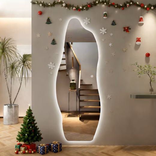 Full Length Mirror Frameless LED Full Length Mirror Wall Mirror Large Asymmetrical