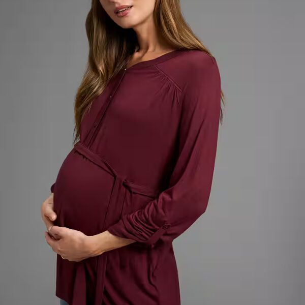 Maternity jersey blouse with tie belt