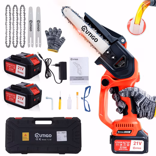 Cordless Chainsaw 8'' Mini Chainsaw, 1000W Brushless Electric Chainsaw