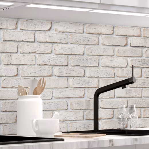Kitchen backsplash: limed wall (matt finish) (Premium), 1.5mm, self-adhesive, adheres to a particularly wide range of surfaces