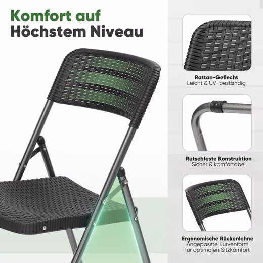 Folding Chair Garden Chair Folding Chair Poly Rattan Camping Chair Waterproof - Image 4