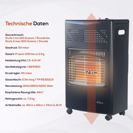 Heater Infrared Heater HB-015 Gas Heater,Piezo Ignition,4200 Watt,I3B/P(50) - Image 8