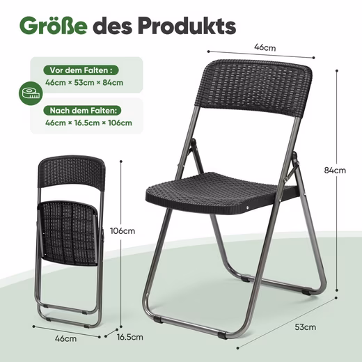 Folding Chair Garden Chair Folding Chair Poly Rattan Camping Chair Waterproof - Image 7