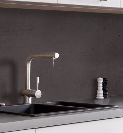 Kitchen backsplash, self-adhesive kitchen backsplash, stone wall black, splash guard film (Adhesive film kitchen backsplash rolled up W 60 cm x H 60 cm), Black stone wall W 60 cm x H 60 cm