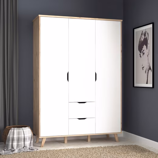 Vankka wardrobe with revolving doors, OTTO's Choice, wardrobe with plenty of storage space (W/H/D approx. 140x200x52cm) Made in Europe, with shelves, clothes rail, and drawers, handleless