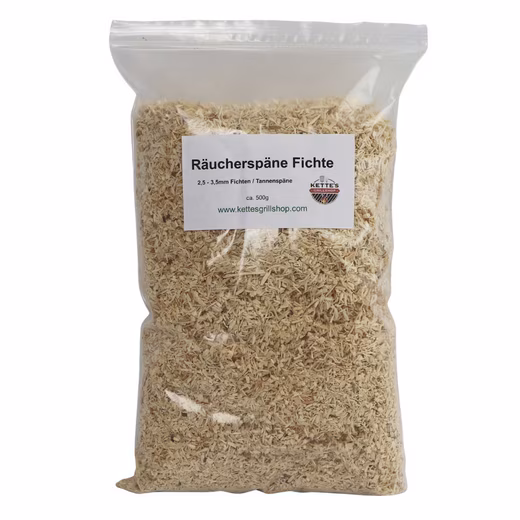 Spruce wood chips for smoking sausage, cheese and meat