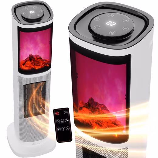 Radiant heater tower heater KH-064, ceramic element, heater, oscillation, 2000W, white