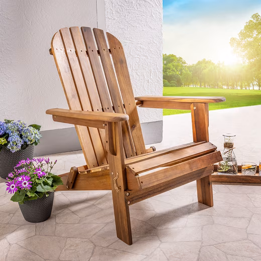 Garden lounger foldable deckchair Adirondack Acacia, approx. 84x69x93cm - Brown - Image 2