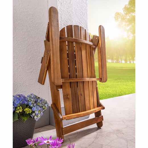 Garden lounger foldable deckchair Adirondack Acacia, approx. 84x69x93cm - Brown - Image 3