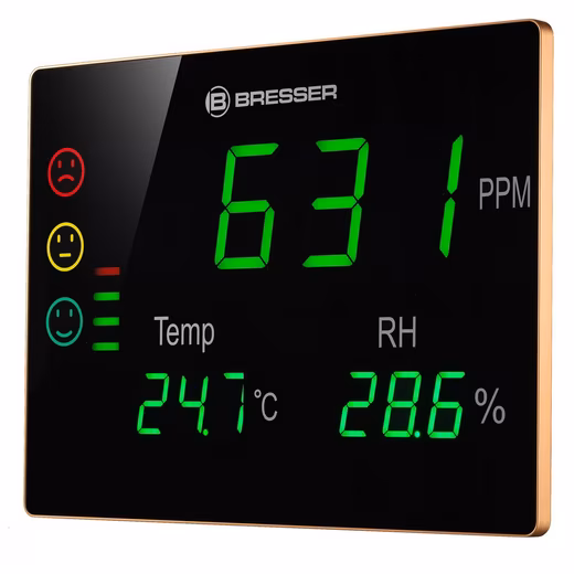 BRESSER Smile XXL CO2 measuring device with CO2 traffic light and extra-large LED display…