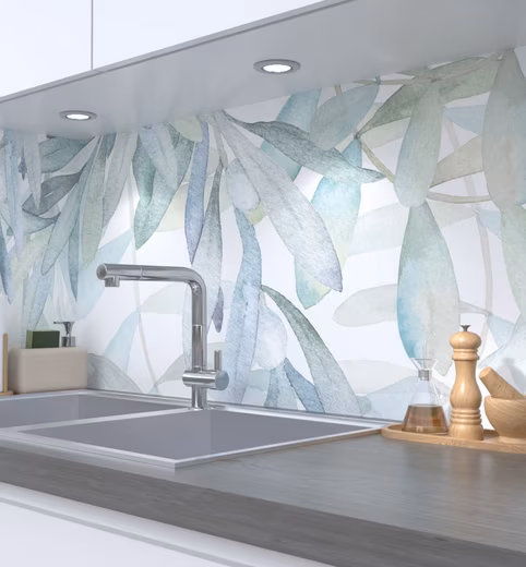 Kitchen Backsplash Self-Adhesive Kitchen Backsplash Hanging Vines with Leaves Splash Guard