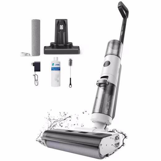 ED12 Wet/Dry Cordless Vacuum Cleaner with 6mm Edge Cleaning Brush and Self-Cleaning Function 850mL water tank, anti-tangling hair mop