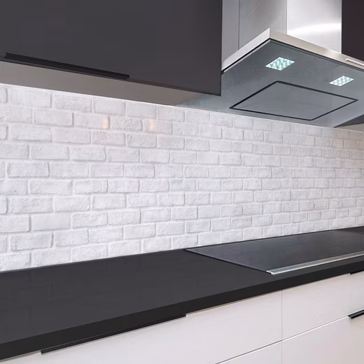 Kitchen backsplash brick wall light grey ABS plastic monolith sheet in DELUXE quality with direct printing