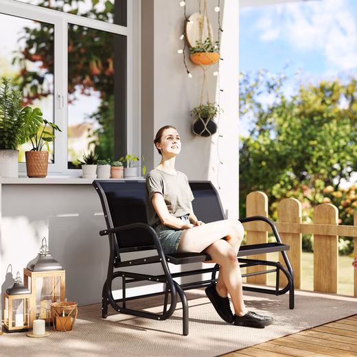 Garden bench with swing mechanism, can hold up to 200 kg