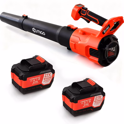 Cordless Leaf Blower, Leaf Blower, with 2×4500mAH Batteries, 21600 RPM, 450 CFM & 150 MPH