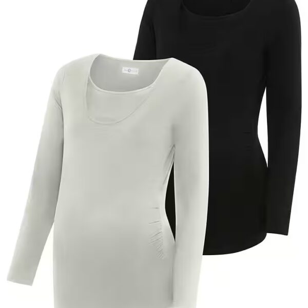 Maternity shirt 2-pack, nursing shirts with practical neckline