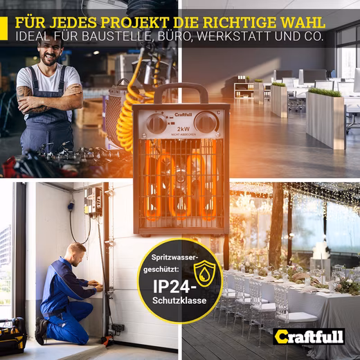 Fan heater electric heater HL200 incl. 3 year warranty - 3 heating levels - construction heater - Image 5