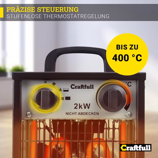 Fan heater electric heater HL200 incl. 3 year warranty - 3 heating levels - construction heater - Image 7