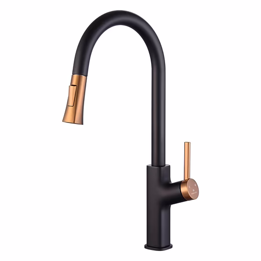 Kitchen faucet, kitchen tap, 2 spray patterns, sink faucet, high pressure mixer tap Extendable, 360° rotatable with height-arc outlet, black