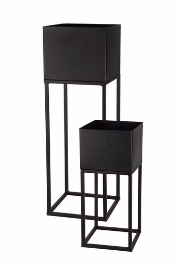 Metal flower stand for garden, flower pot, set of 2, black, 58/37cm