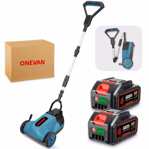 Cordless lawnmower 21cm brushless hand lawnmower with 2 batteries - Image 5