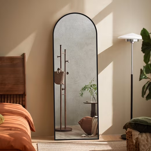 Full Length Mirror Black White Frame Floor Mirror Oval Wall Mirror Large Wall Full Body