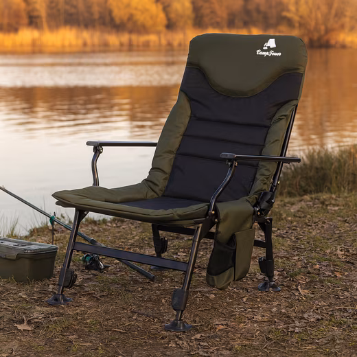 Fishing Chair Fishing Chair Fir Green/Black, Height Adjustable, Foldable Cam - Image 2