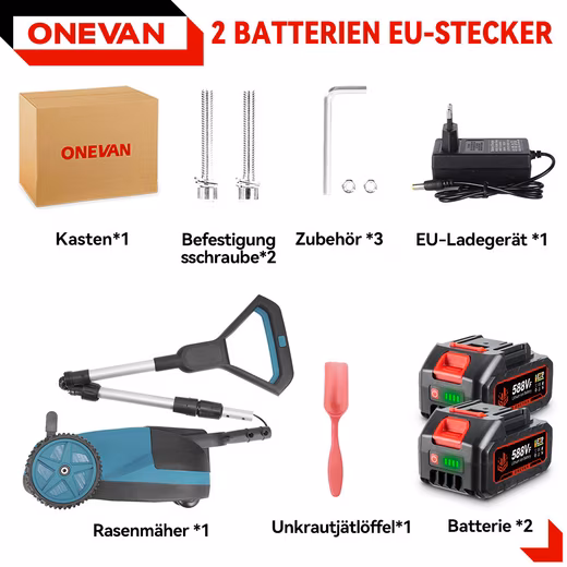 Cordless lawnmower 21cm brushless hand lawnmower with 2 batteries - Image 4