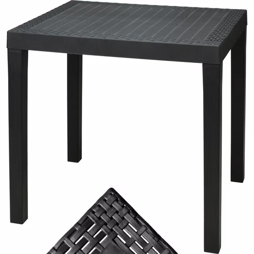 Garden Table Patio Table Anthracite Rattan Look 78.5x65cm Weatherproof