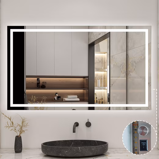 Bathroom Mirror Wall Mirror Bathroom Mirror Light Mirror Anti-fog Key Switch