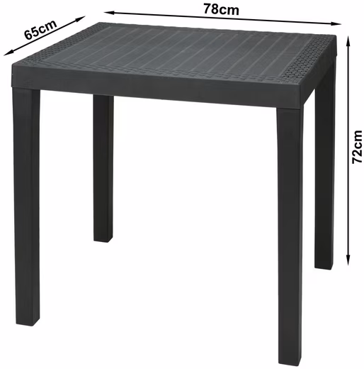 Garden Table Patio Table Anthracite Rattan Look 78.5x65cm Weatherproof - Image 2