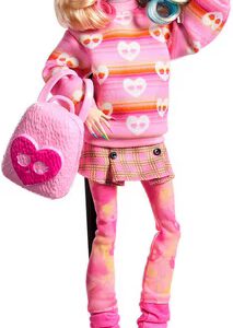 Wednesday paper doll, Enid Sinclair in pink with accessories