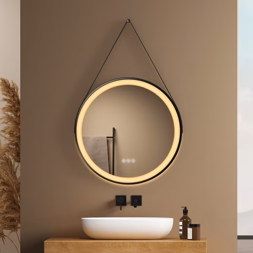 Bathroom Mirror Anti Fittings 3 Light Colors Bathroom Mirror with Black Frame
