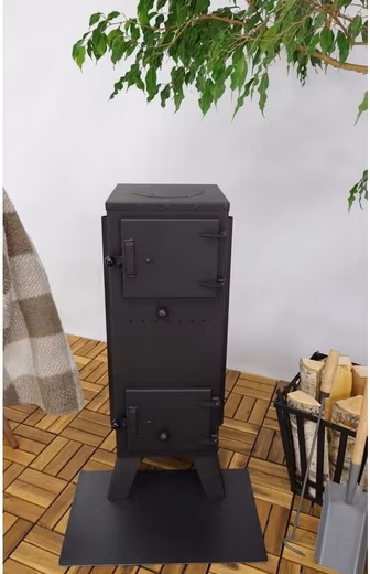 Fireplace with firebrick GT7PR black, suitable for workshop