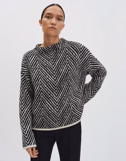 TEVELYN Regular knit sweater with herringbone pattern
