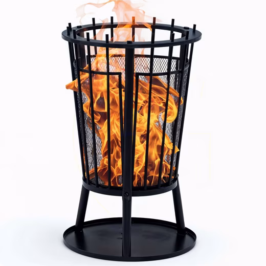 Fire basket with spark screen and base plate Ø40 cm for garden and patio