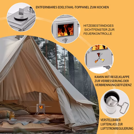 Fireplace Hot Tent Stove, Camping Wood Stove for Tent, Portable Wood Stove - Image 3