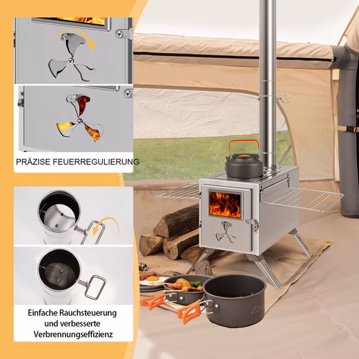 Fireplace Hot Tent Stove, Camping Wood Stove for Tent, Portable Wood Stove - Image 2