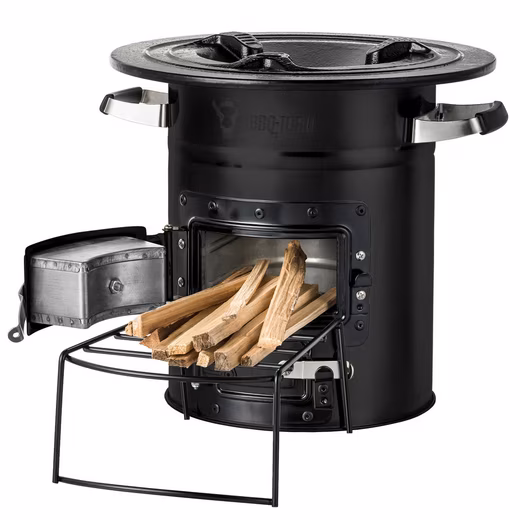 Fireplace Rocket Stove RAKETE #2, black, Rocket Stove for Dutch Oven
