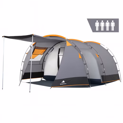 Dome tent Super+ for 4 people, grey/black, XXL tunnel tent