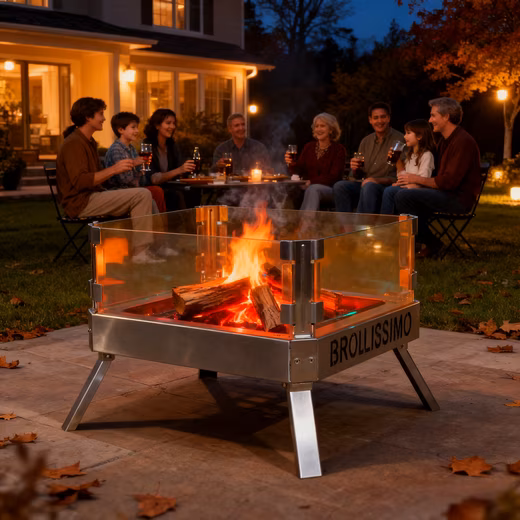 Fire bowl with glass ceramic, foldable for outdoor camping