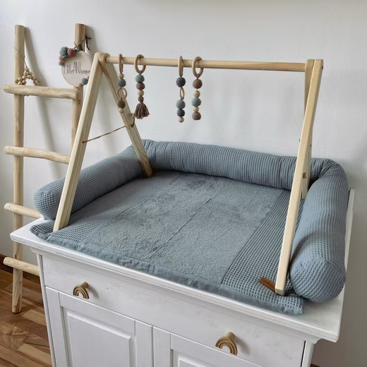 Changing mat, changing table mat, changing mat, waffle piqué, old green