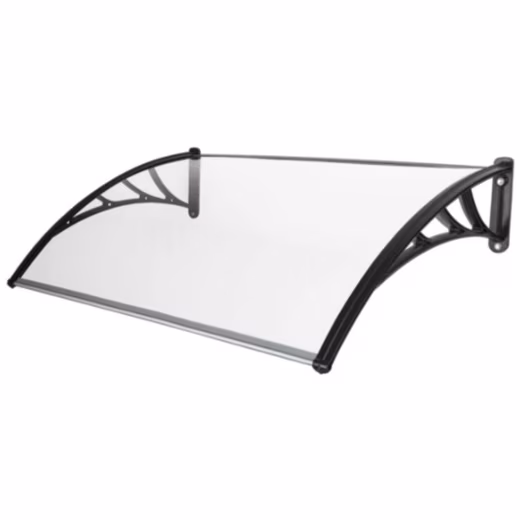 Black polycarbonate canopy. Dimensions (L x W x H): 100 x 120 x 27 cm