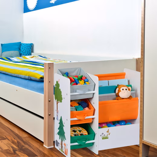 Freestanding shelf, children's shelf with boxes - Image 3