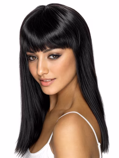 Costume wig, straight cut wig, black - carnival wig Straight-cut synthetic hair in a vibrant color