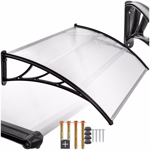 Transparent, weatherproof and UV-resistant canopy/awning, 120 x 93 cm Arched shape for pets, balconies and gardens