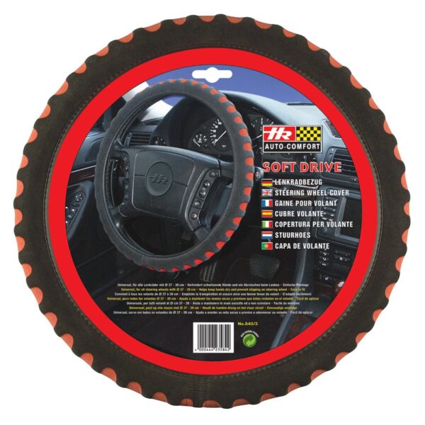 RED DOT Steering Wheel Cover for 37-39 cm Steering Wheels, Car Adapter