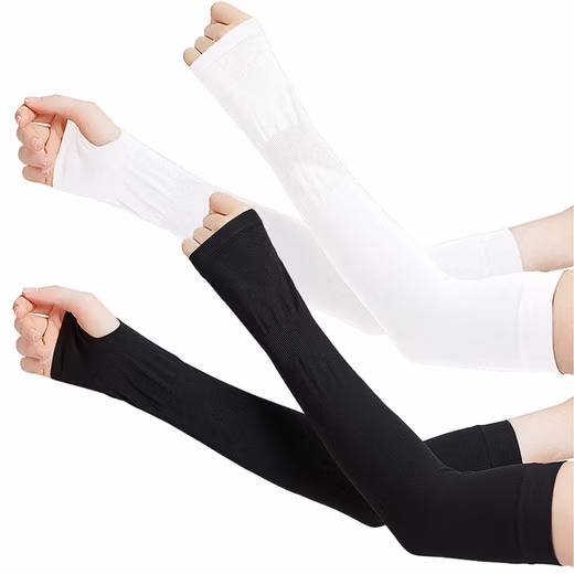 Arm sleeves, 2 pairs of UV protection arm warmers, sun protection arm warmers for outdoor use with thumb hole