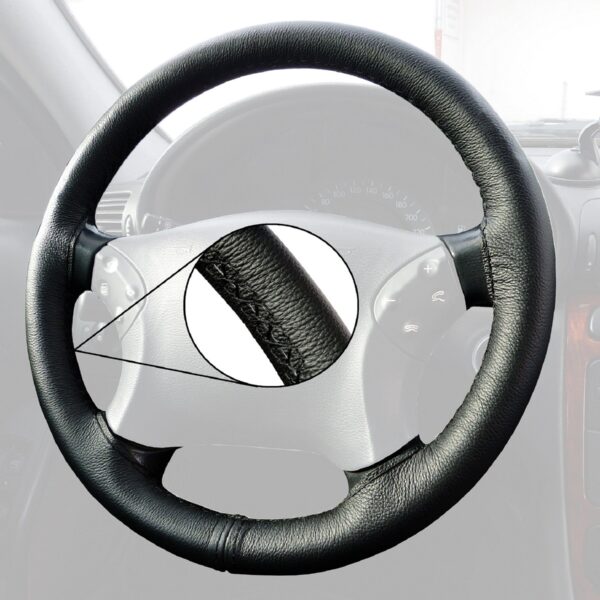 Steering wheel cover with black stitching for various VW models